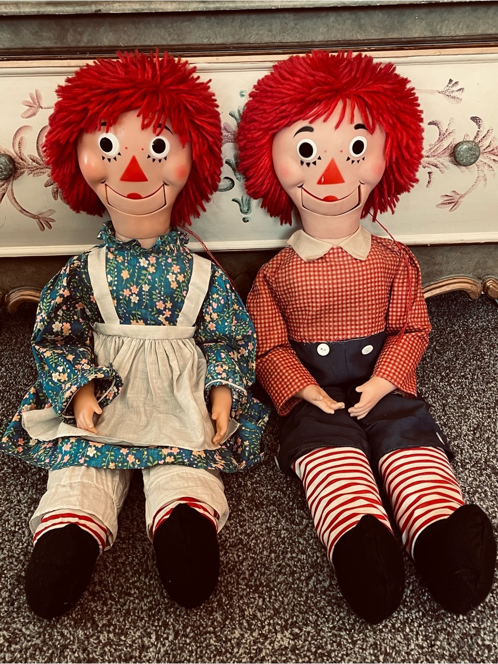 Plush Red-Haired Rag Doll Pair – Classic Children's Play Dolls